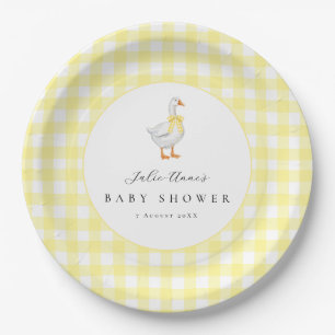 Goose Gingham Baby Shower Paper Plates