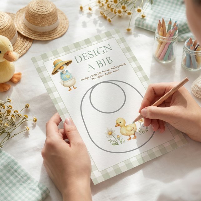 Goose Gingham Design Bib Baby Shower Game Card (Creator Uploaded)