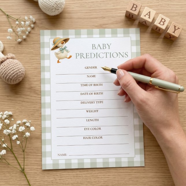 Goose Gingham Predictions Baby Shower Game Card (Creator Uploaded)