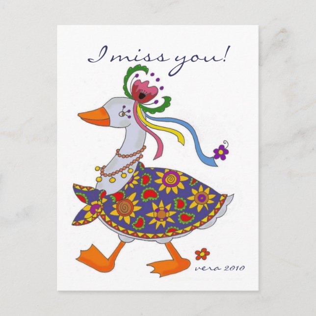 Goose Goes Out Ukrainian Folk Art Postcard (Front)