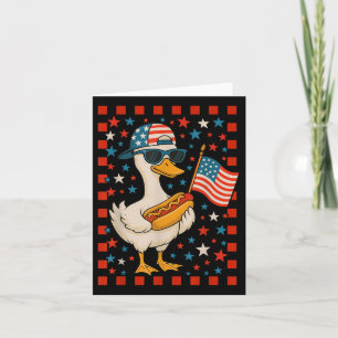 Goose Holding Funny 4th Of July Hot Dog Shirts Tee Card