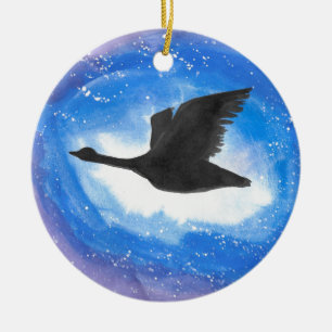 Goose In Flight Ceramic Tree Decoration