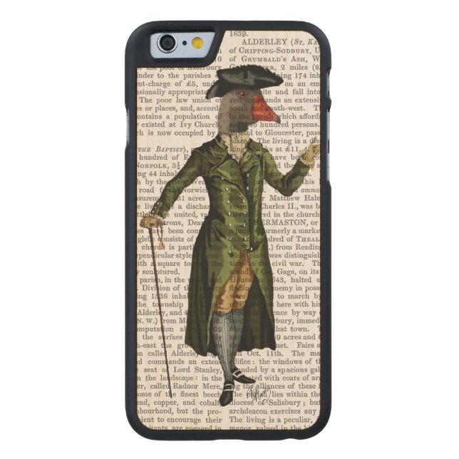 Goose in Green Regency Coat 2 Carved Wood iPhone Case (Back)