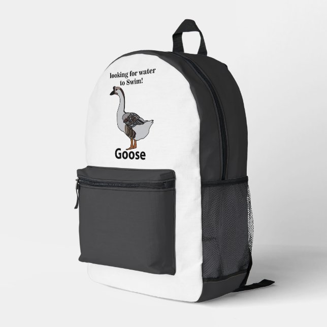 Goose Looking For Water To Swim African Goose Printed Backpack (Back Corner Right)