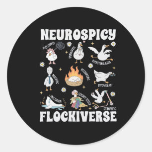Goose Neurodiverse Autism Awareness Adhd Mental He Classic Round Sticker