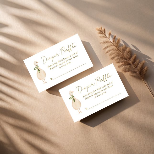 Goose nursery rhymes baby shower diaper raffle enclosure card (Goose nursery rhymes boho baby shower diaper raffle enclosure cards raffle tickets)