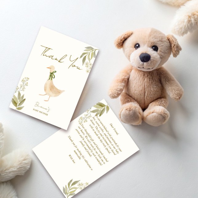 Goose nursery rhymes baby shower thank you card (Goose nursery rhymes boho baby shower thank you cards)