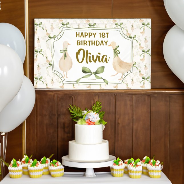 Goose nursery rhymes happy birthday party banner (Goose nursery rhymes happy birthday party banner personalized silly goose party decor)