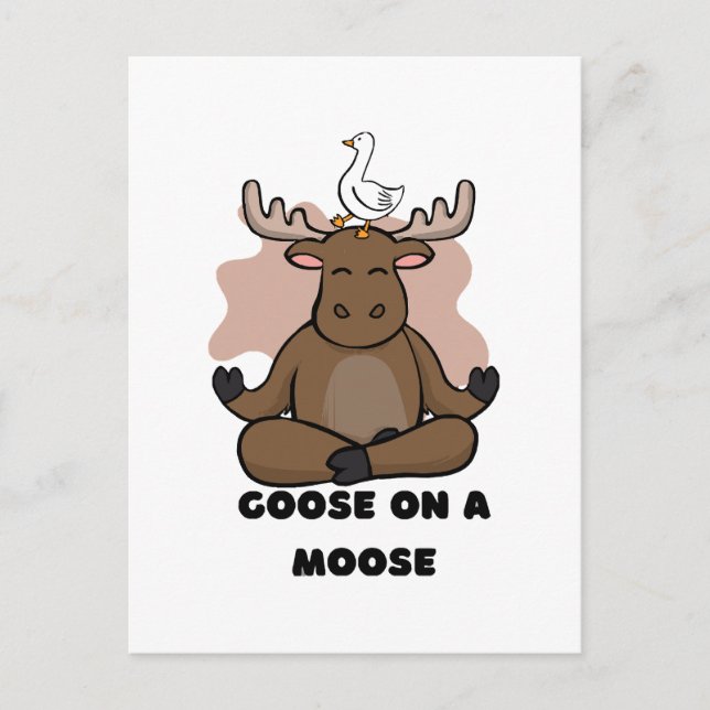 Goose on a Moose Animal Funny Postcard (Front)