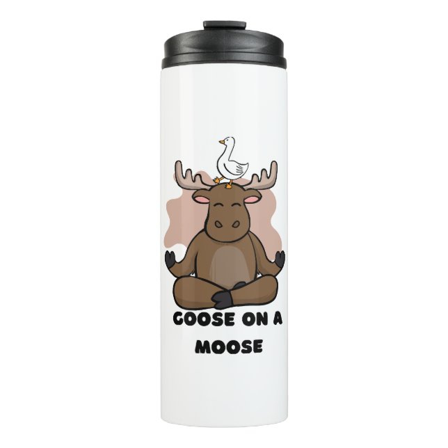 Goose on a Moose Animal Funny Thermal Tumbler (Front)