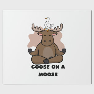 Goose on a Moose Animal Funny Wrapping Paper