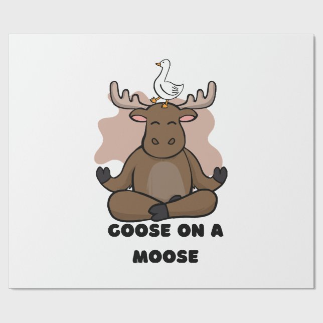 Goose on a Moose Animal Funny Wrapping Paper (Flat)