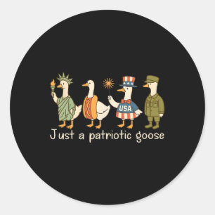 Goose Parade Of Freedom Funny 4th Of July Humour  Classic Round Sticker