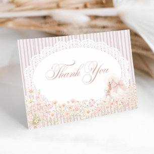 Goose Pink Girl Floral Baby Shower Thank You Card