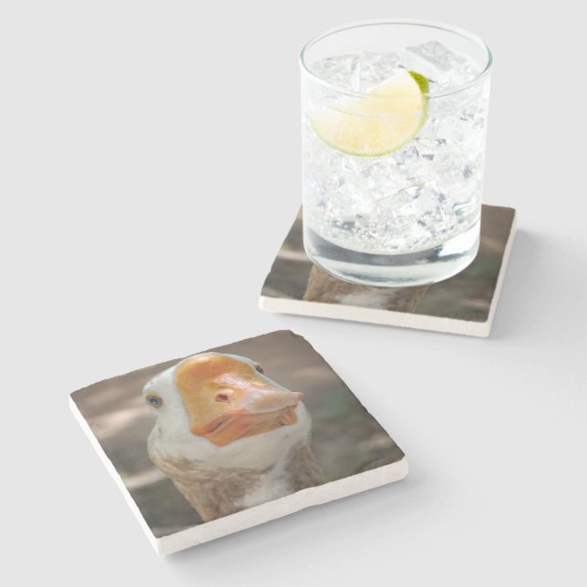 Goose Portrait Stone Coaster (Side)