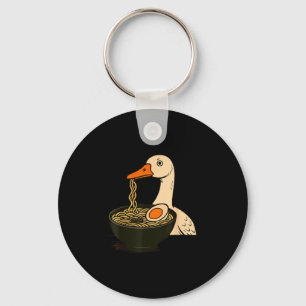 Goose Ramen Anime Kawaii Cat Eating Ramen Noodles Key Ring
