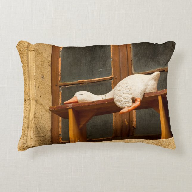 Goose Resting on a Bench Accent Pillow (Front)