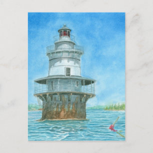 Goose Rocks Lighthosue Watercolor Postcard