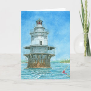 Goose Rocks Lighthosue Watercolor Thank You Card