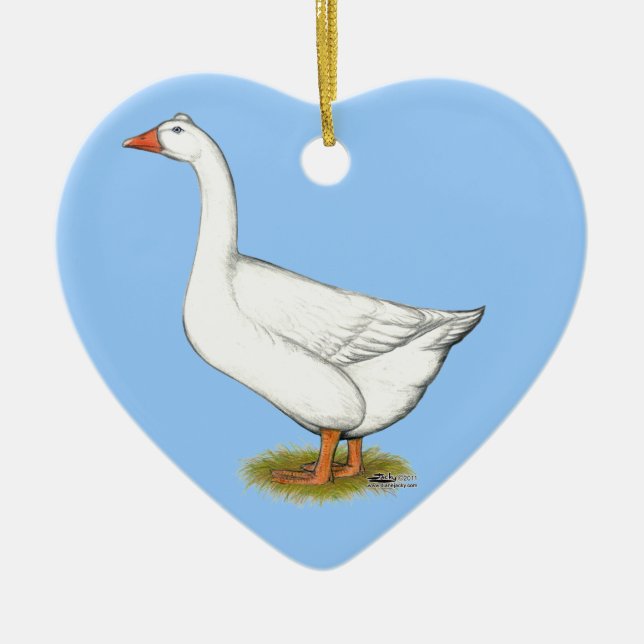 Goose Roman Tufted Ceramic Tree Decoration (Front)