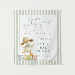 Goose Sage Stripe Fabric Welcome Baby Shower Tapestry