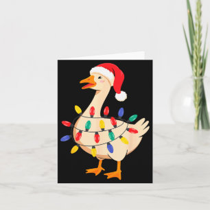 Goose Santa Hat Funny Christmas Lights Xmas Tree M Card