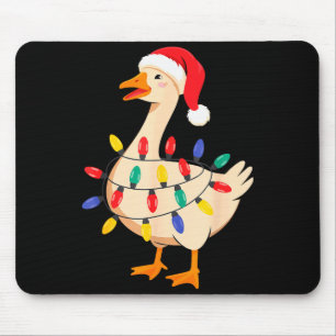 Goose Santa Hat Funny Christmas Lights Xmas Tree M Mouse Pad