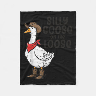 Goose Silly On The Loose Cowboy Funny Animal Men W Fleece Blanket