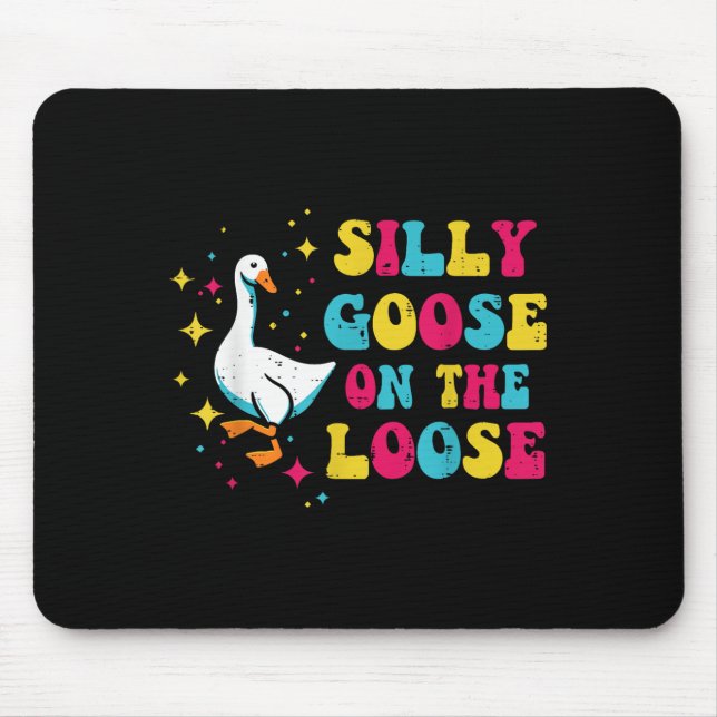 Goose Silly On The Loose Groovy Retro Animal Women Mouse Pad (Front)
