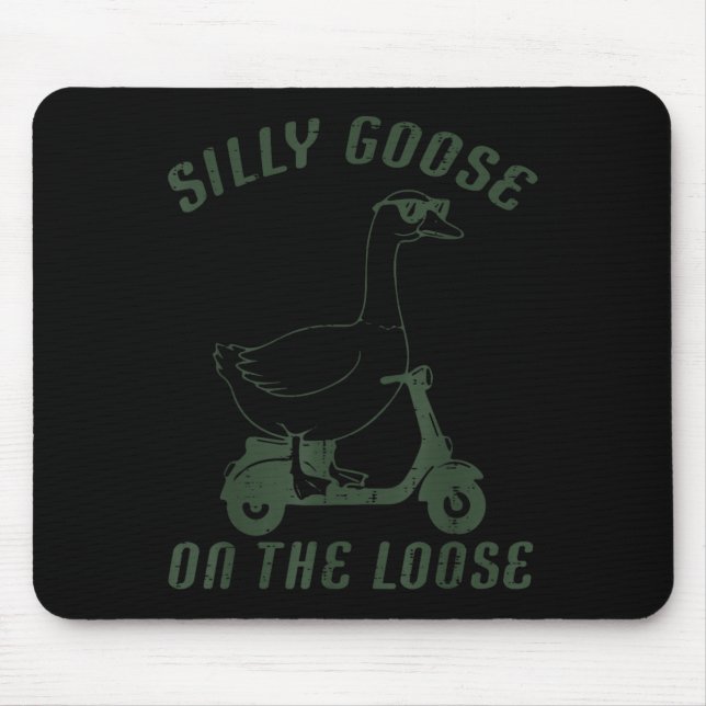 Goose Silly On The Loose Scooter Funny Animal Men  Mouse Pad (Front)