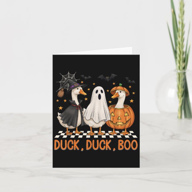 Goose Spooky Season Halloween Duck Duck Boo Men Wo Card (Front)