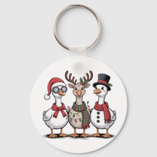 Goose Wearing Santa Hat Christmas Goose Lovers Key Ring