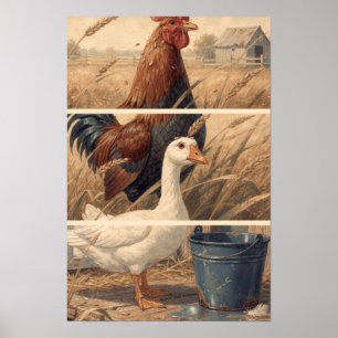 Goose Whimsical Farm Fauna Art Print