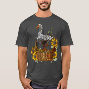 Goose Wicker Basket Embroider T-Shirt