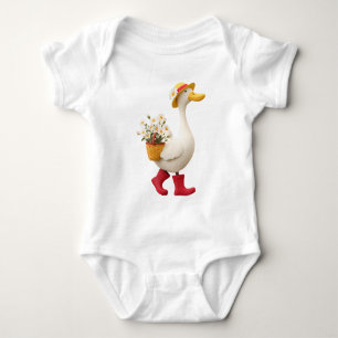 Goose with Flower Basket – Cute Duck Spring Kids Baby Bodysuit