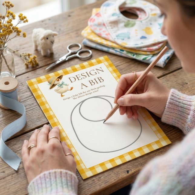 Goose Yellow Gingham Design Bib Shower Game Card (Creator Uploaded)