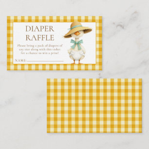 Goose Yellow Gingham Diaper Raffle Baby Shower  Enclosure Card
