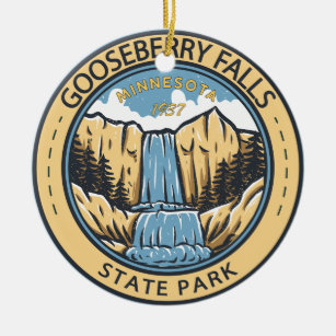 Gooseberry Falls State Park Minnesota Badge Ceramic Ornament