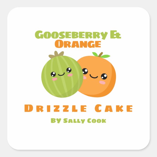 Gooseberry & orange drizzle cake square sticker (Front)
