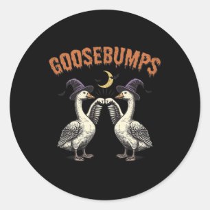 Goosebumps Funny Witch Goose Bumps Puns Halloween Classic Round Sticker