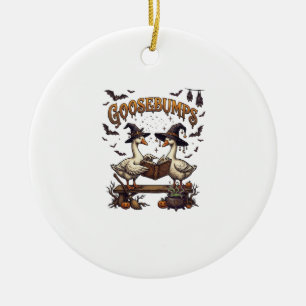 Goosebumps Halloween Geese Witch Hats Magic Book_1 Ceramic Ornament
