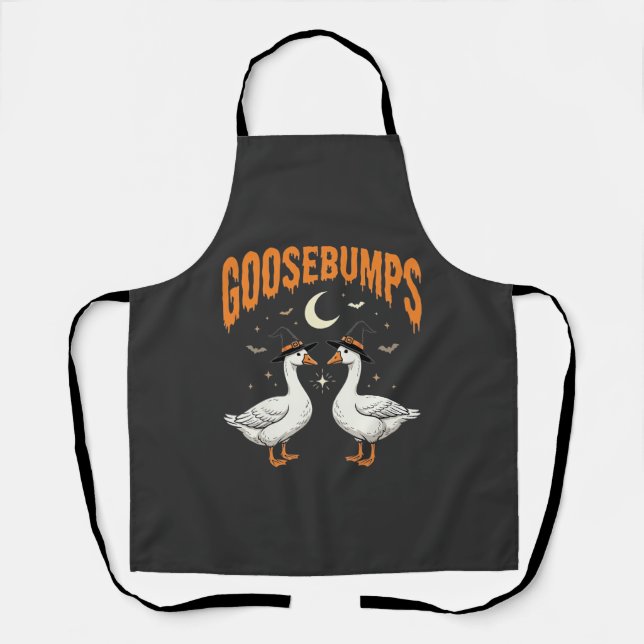 Goosebumps Halloween Witch Geese Vector Design Apron (Front)