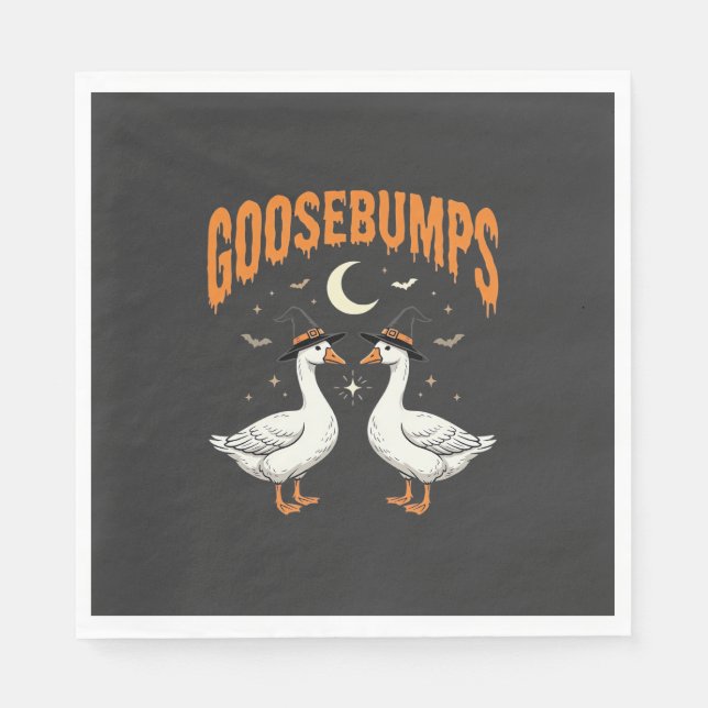 Goosebumps Halloween Witch Geese Vector Design Napkin (Front)