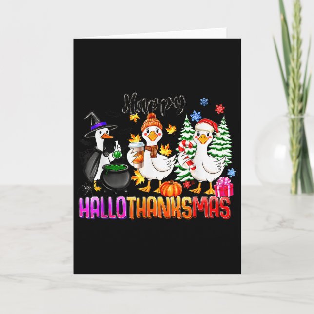 Gooses Halloween Thanksgiving Christmas Happy Hall Card (Front)
