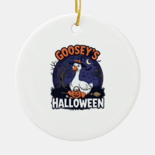 Gooseys Halloween Goose Witch Hat Pumpkin_1 Ceramic Ornament