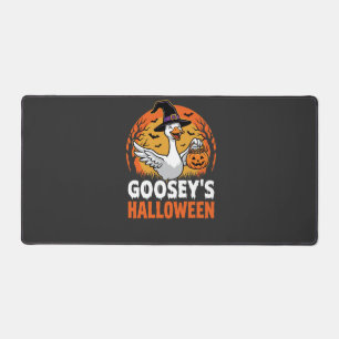 Gooseys Halloween Witch Goose Retro Cartoon Design Desk Mat