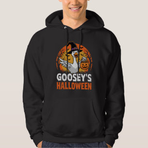 Gooseys Halloween Witch Goose Retro Cartoon Design Hoodie