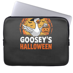 Gooseys Halloween Witch Goose Retro Cartoon Design Laptop Sleeve