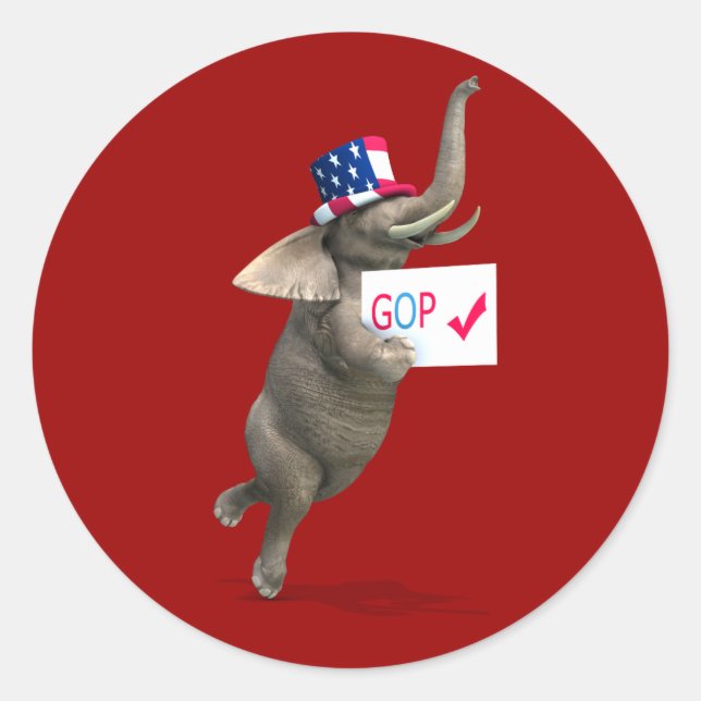 GOP Elephant Classic Round Sticker (Front)