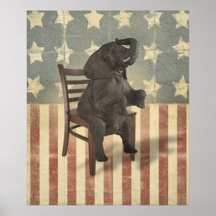 GOP Elephant Takes Over the Chair Funny Politics Poster